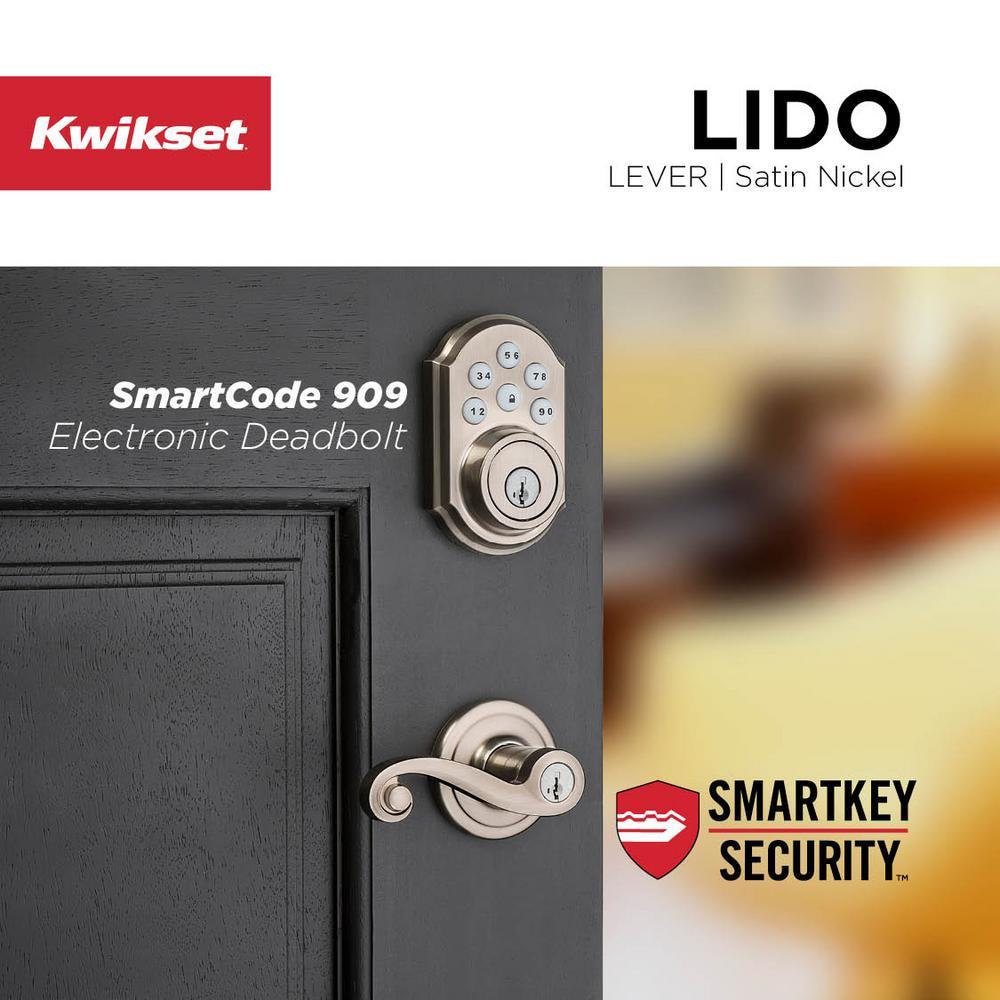 Lido Satin Nickel Entry Door Lever Featuring SmartKey Security