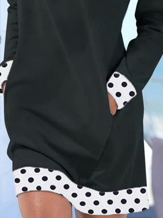 Casual Print Lapel Long Sleeves Shift Dress