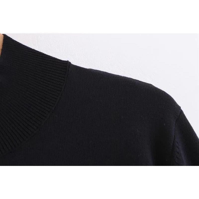 vintage black floral embroidery turtleneck sweater