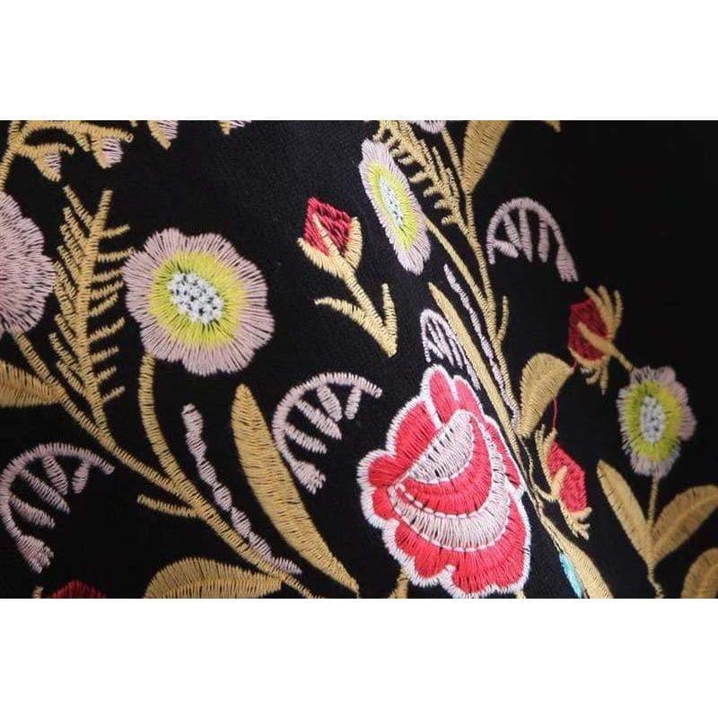 vintage black floral embroidery turtleneck sweater