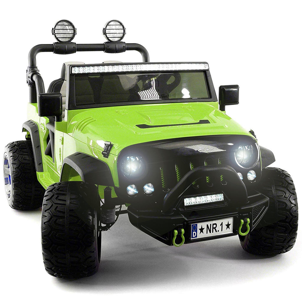 2022 Two (2) Seater Ride On Kids Car Truck w/ Remote Control - Lar12V Power Battery Licensed Kid Car to Drive w/ 3 Speeds, Leather Seat, MP3 Music Player Bluetooth FM Radio, Foam Rubber Tires