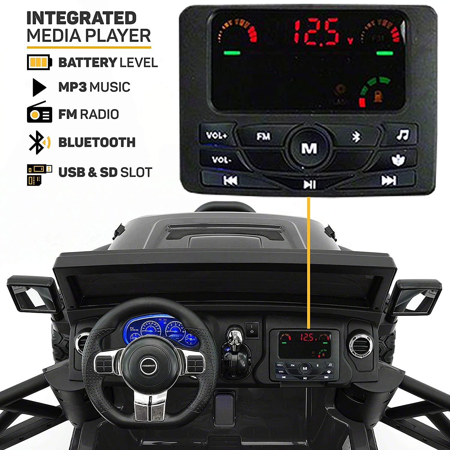 2022 Two (2) Seater Ride On Kids Car Truck w/ Remote Control - Lar12V Power Battery Licensed Kid Car to Drive w/ 3 Speeds, Leather Seat, MP3 Music Player Bluetooth FM Radio, Foam Rubber Tires