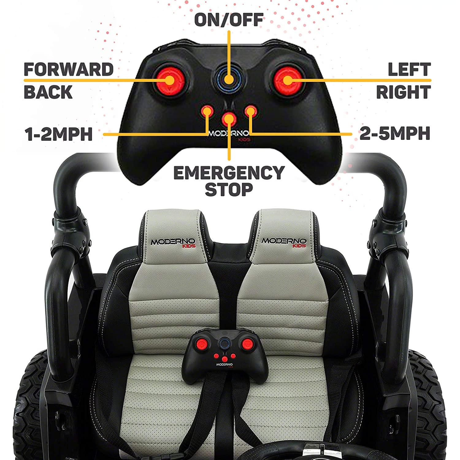 2022 Two (2) Seater Ride On Kids Car Truck w/ Remote Control - Lar12V Power Battery Licensed Kid Car to Drive w/ 3 Speeds, Leather Seat, MP3 Music Player Bluetooth FM Radio, Foam Rubber Tires