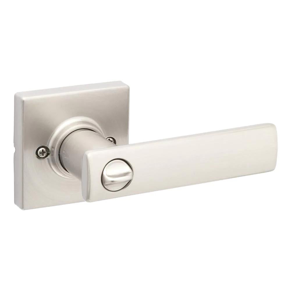 BrSquare Satin Nickel Keyed Entry Door Lever Featuring SmartKey Technology and Microban