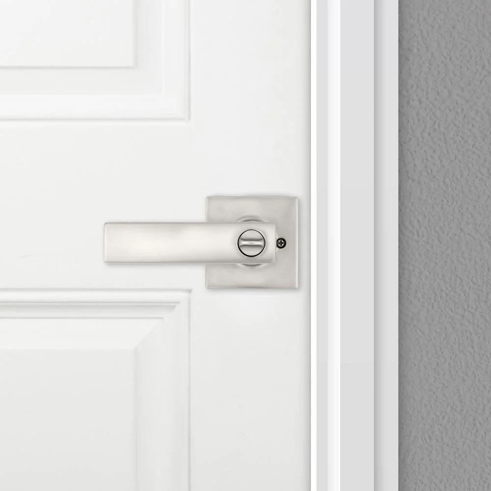 BrSquare Satin Nickel Keyed Entry Door Lever Featuring SmartKey Technology and Microban