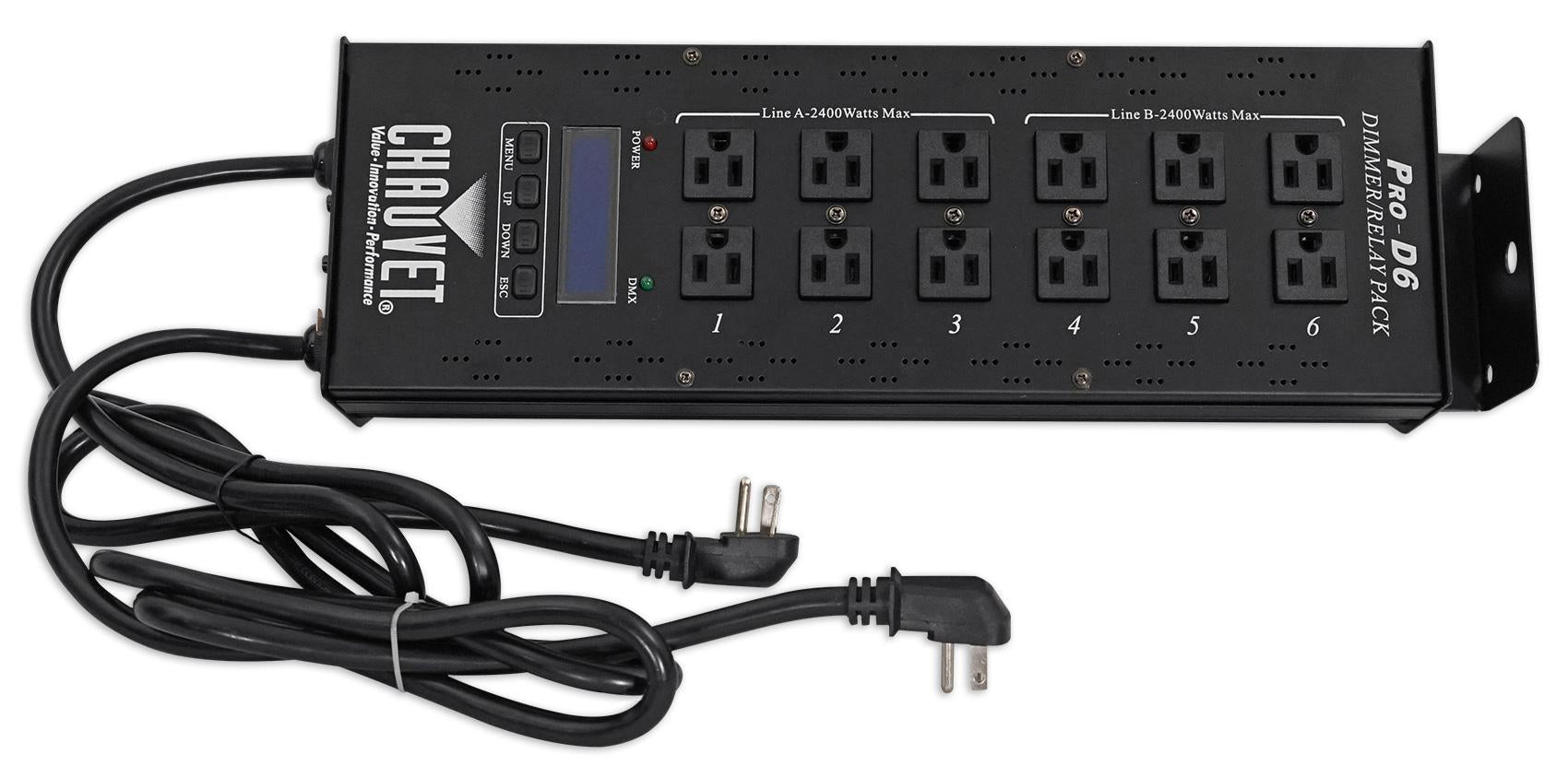 Chauvet PRO-D6 6 Ch 20A DMX-512 Dimmer Switch Pack 115V/230V+Fog Machine