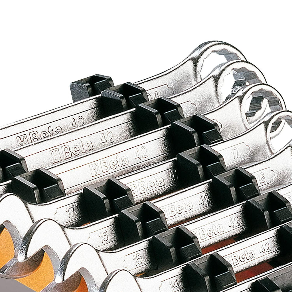 Beta 42/SP15 Offset Combination Wrench Set, 15 Pieces ranging from 6mm to 24mm, with Bright Chrome Plated
