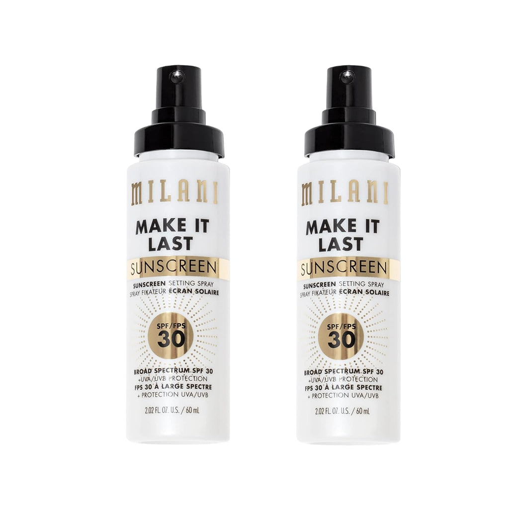 Milani Make It Last Sunscreen Setting Spray with SPF30 - Makeup Primer and Setting Spray with Sunscreen, Long Lasting Makeup Finishing Spray - 2 Pack