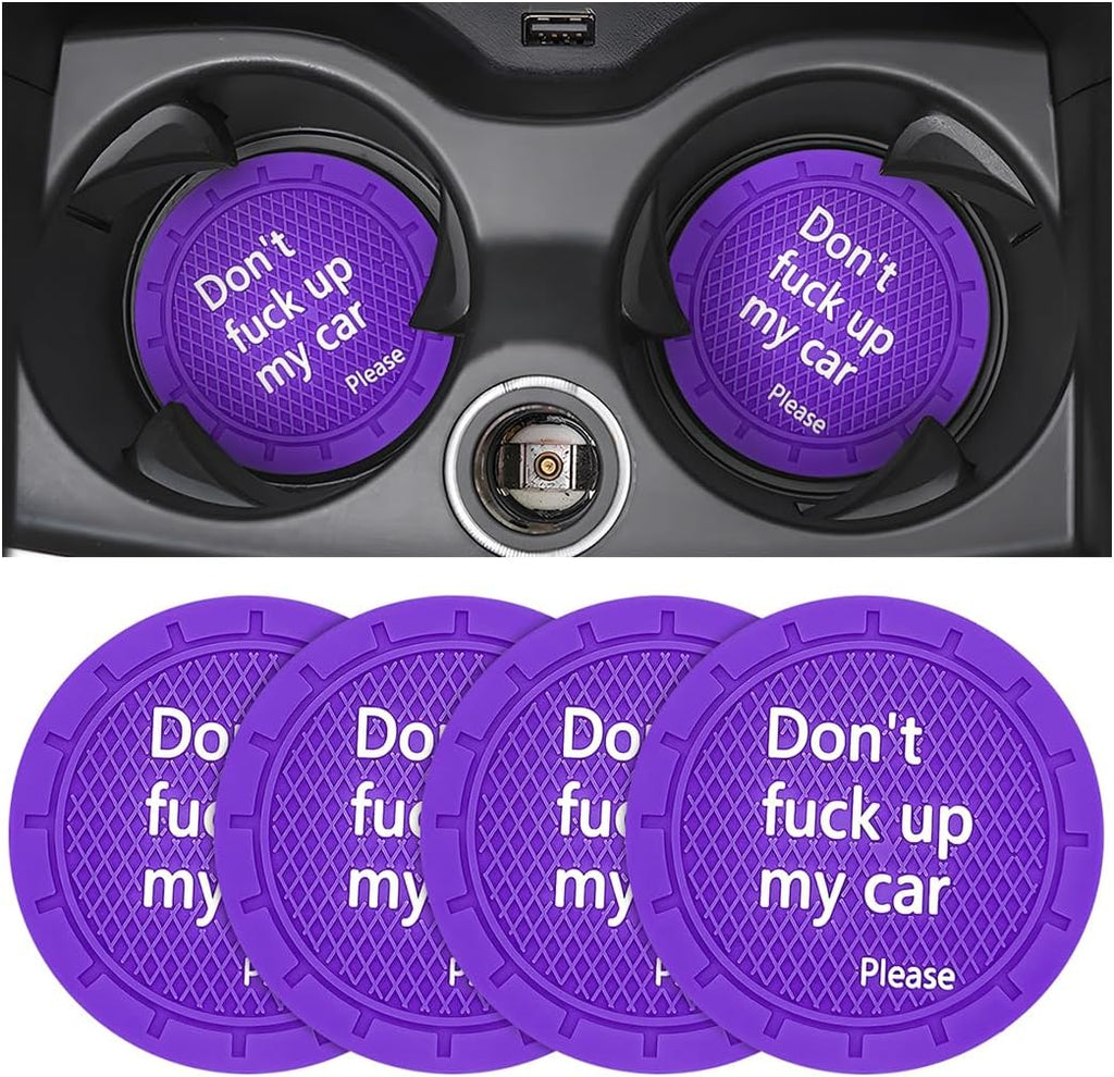 8sanlione Car Cup Coaster, 4Pcs 2.75 Inch Auto Cup Holder Insert Coasters, Anti-Slip Waterproof Embedded Drink Mat, Automotive Interior Accessories for Men and Women (D Deep Purple/4PCS)