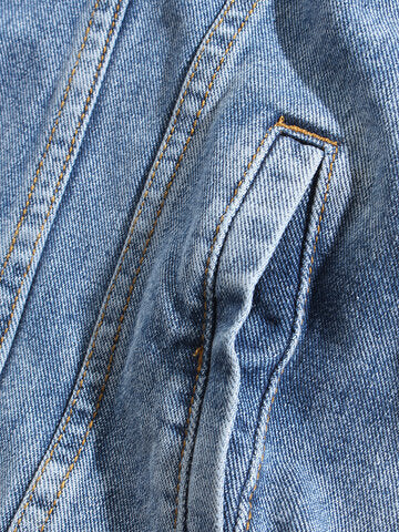 mens cotton button front outdoor stylish detachable hooded denim jacket with pocket