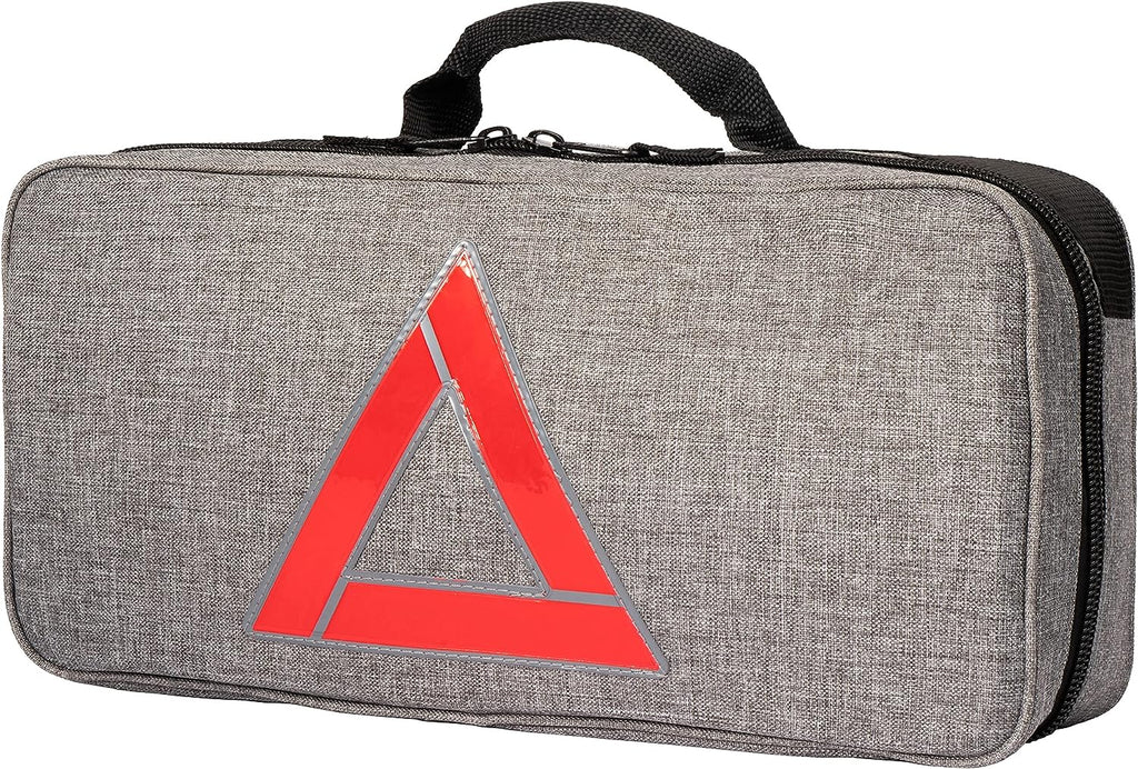 Thrive Roadside Emergency Car Kit - Car Safety Accessories and Tool Kit with Jumper Cables and Mini First Aid Kit - Car Emergency Kit for Women and Men (Gray Bag)