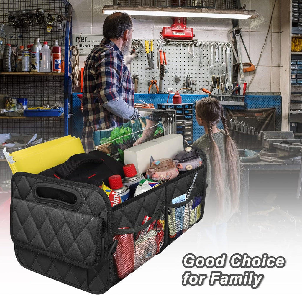 Deosk Car Trunk Organzier and Storage with 6 Big Pocket,Car Accessories for Women/Men 70L Waterproof Polyester Trunk Organzier for Car/SUV/Minivan/Truck(Large, Black)