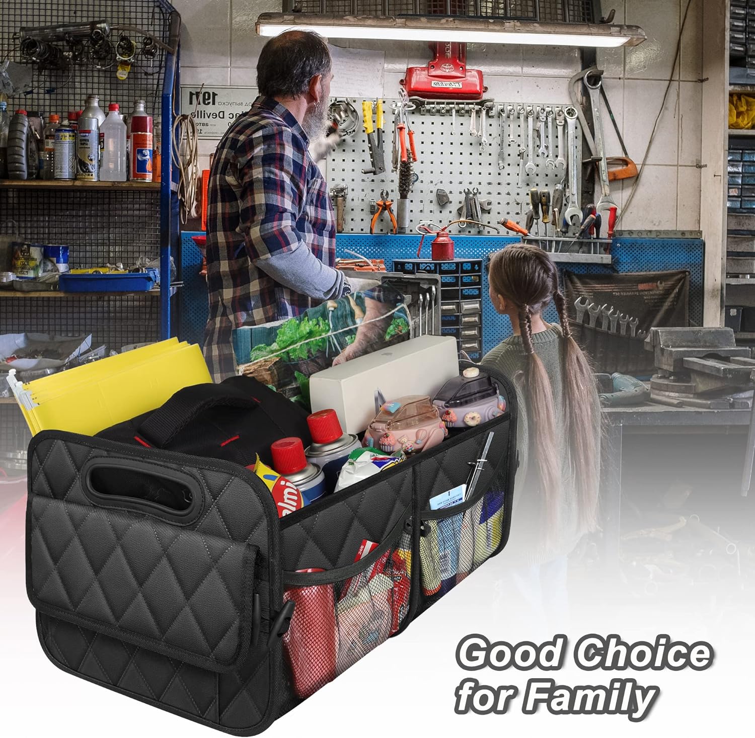 Deosk Car Trunk Organzier and Storage with 6 Big Pocket,Car Accessories for Women/Men 70L Waterproof Polyester Trunk Organzier for Car/SUV/Minivan/Truck(Large, Black)