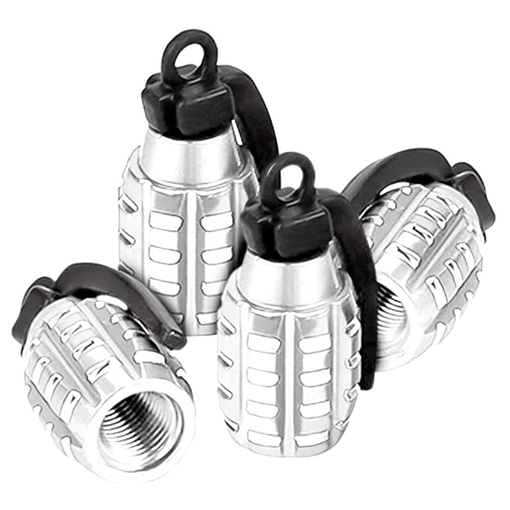 4pcs Grenade Alloy Tire Valve Caps - Add Style To Your Car, Truck, Or Bike Wheels!
