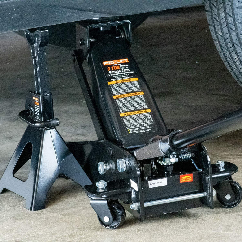 Pro-LifT G-4630JSCB 3 Ton Heavy Duty Floor Jack/Jack Stands and Creeper Combo - Great for Service GaraHome Uses - Black