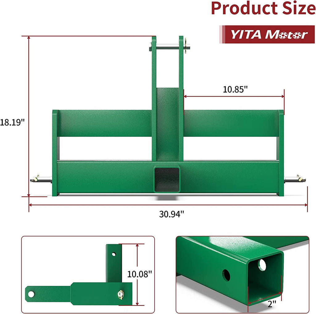 YITAMOTOR Tractor Drawbar with Suitcase Weight Brackets 3 Point 2" Receiver Hitch Drawbar for CAT 1 3-Pt Tractor