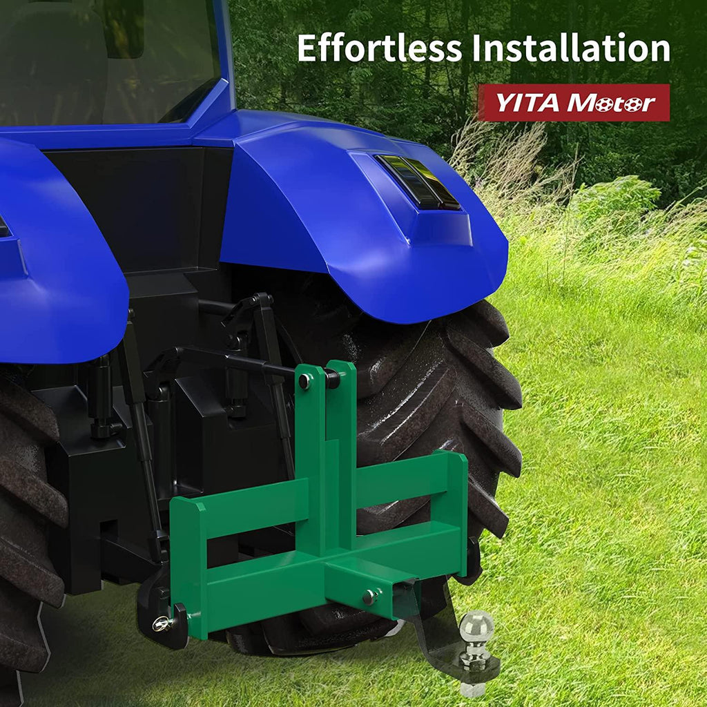 YITAMOTOR Tractor Drawbar with Suitcase Weight Brackets 3 Point 2" Receiver Hitch Drawbar for CAT 1 3-Pt Tractor