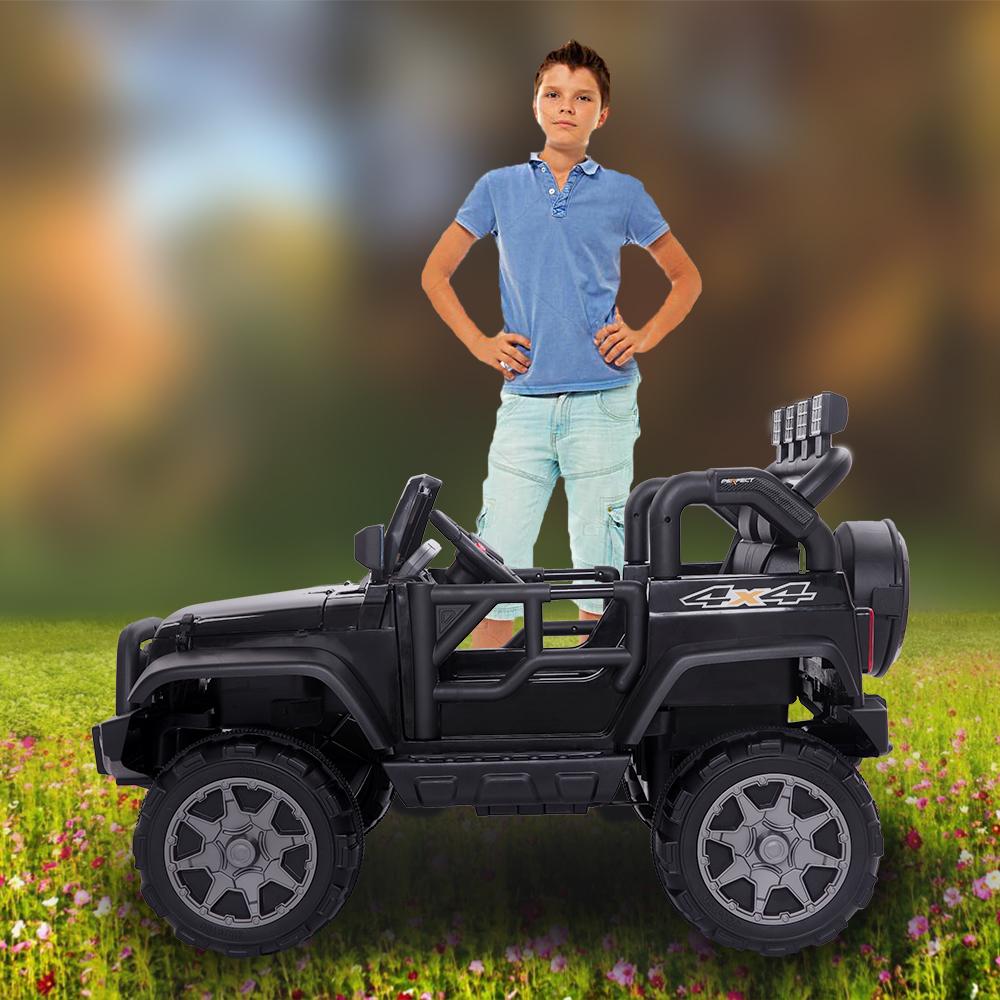 Topcobe Kids Electric Cars to Ride in, 12V Kids Ride-On Jeep Car for Child Boys Girls, Gift Children Truck Car with Remote Control, 3 Speeds, Spring Suspension, LED Lights
