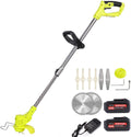 Cordless Brush Cutter Weed Wacker,Stringless Trimmer with 2Pcs 36Tv 4A Battery, Weed Eater Battery Powered with 9Trimmer Cut Blades,Grass Trimmer Suitable for Lawn,Garden,Yard,Bush Trimming&Pruning