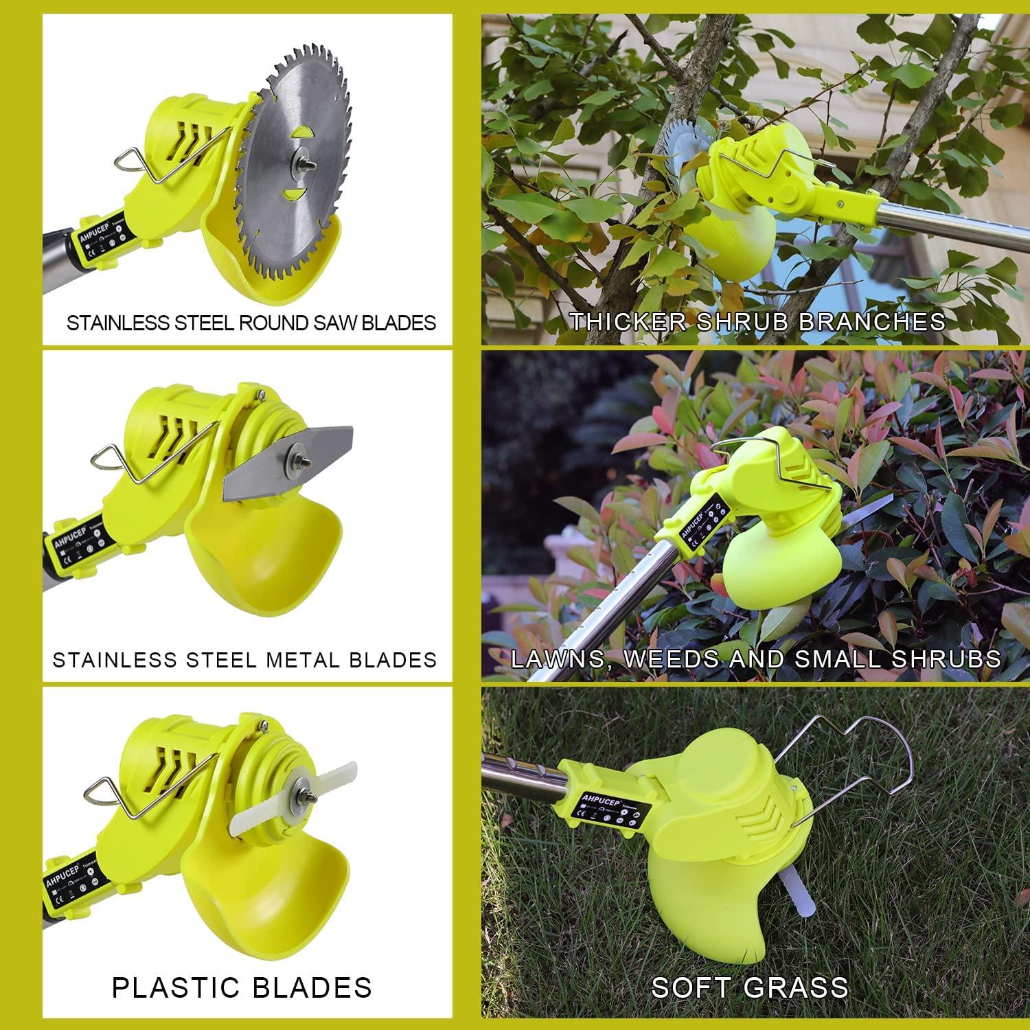 Cordless Brush Cutter Weed Wacker,Stringless Trimmer with 2Pcs 36Tv 4A Battery, Weed Eater Battery Powered with 9Trimmer Cut Blades,Grass Trimmer Suitable for Lawn,Garden,Yard,Bush Trimming&Pruning
