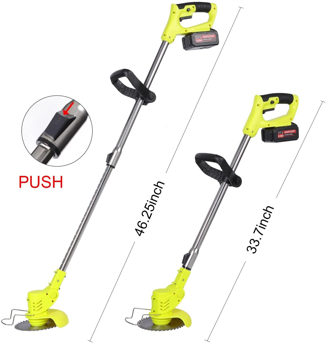 Cordless Brush Cutter Weed Wacker,Stringless Trimmer with 2Pcs 36Tv 4A Battery, Weed Eater Battery Powered with 9Trimmer Cut Blades,Grass Trimmer Suitable for Lawn,Garden,Yard,Bush Trimming&Pruning