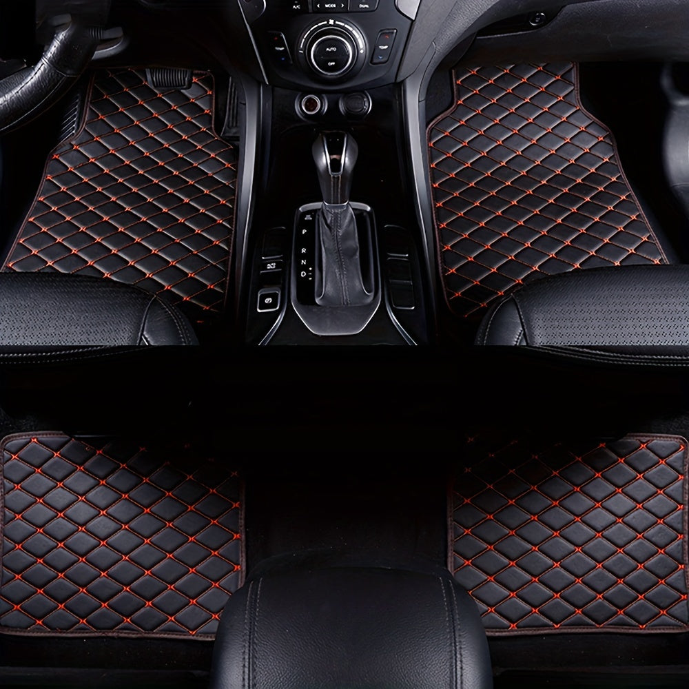 Upgrade Your Car With 4pcs Universal Waterproof Leather Car Floor Mats - Front &amp; Rear Full Set!