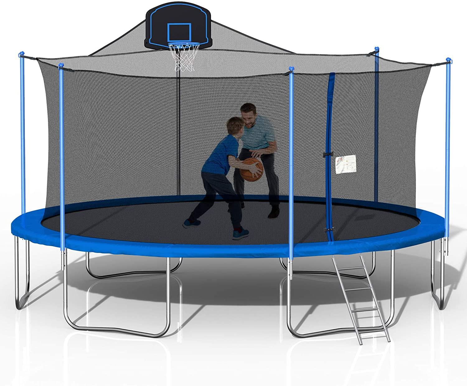 JAPower 16 FT Trampoline with Basketball Hoop, Outdoor Trampoline for Adults Kids