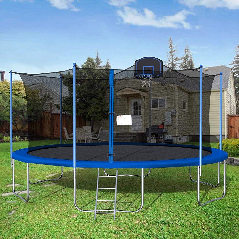 JAPower 16 FT Trampoline with Basketball Hoop, Outdoor Trampoline for Adults Kids