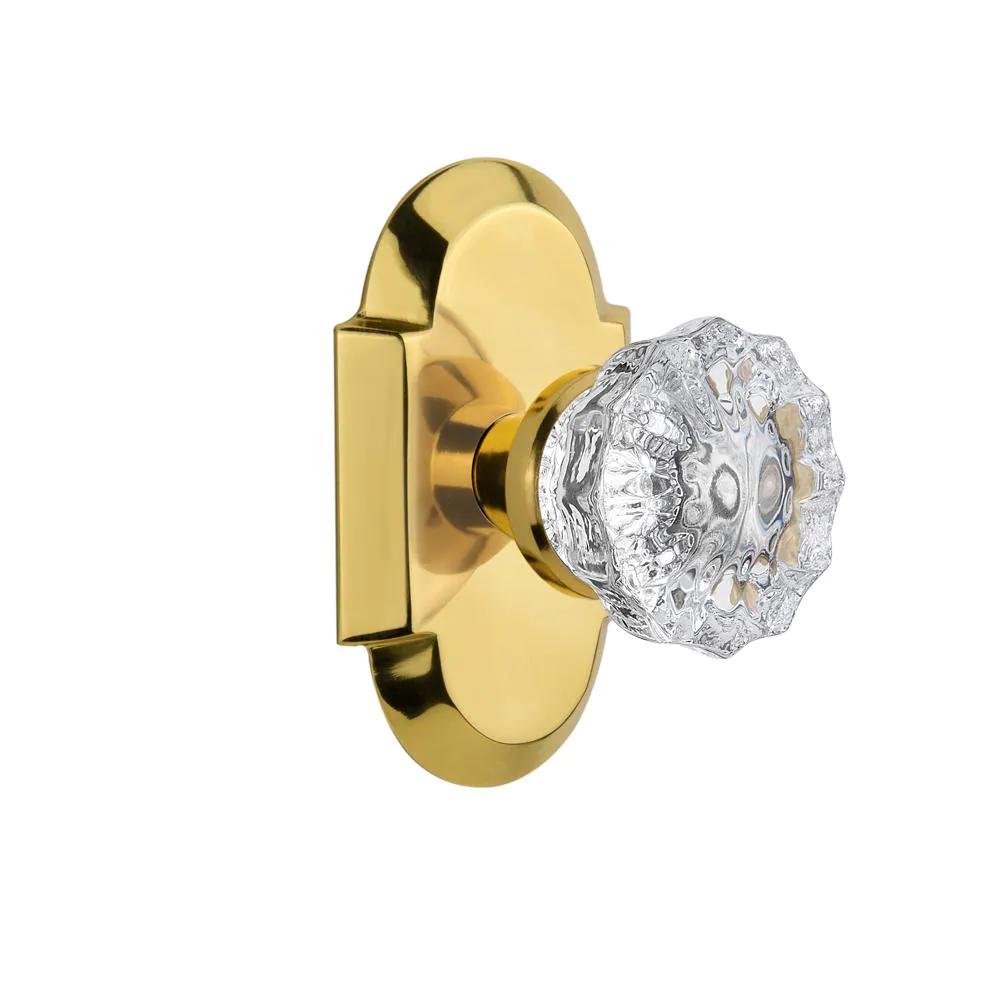 CottaPlate 2-3/4 in. Backset Polished Brass Privacy Bed/Bath Crystal Glass Door Knob