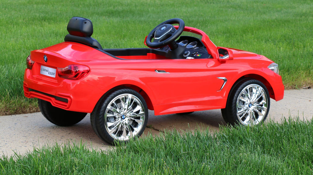 BMW 4-Series Red - First Drive - 12v Kids Cars - Electric Power Ride On Car with Remote, MP3, Aux Cord, Led Headlights, and Premium Wheels