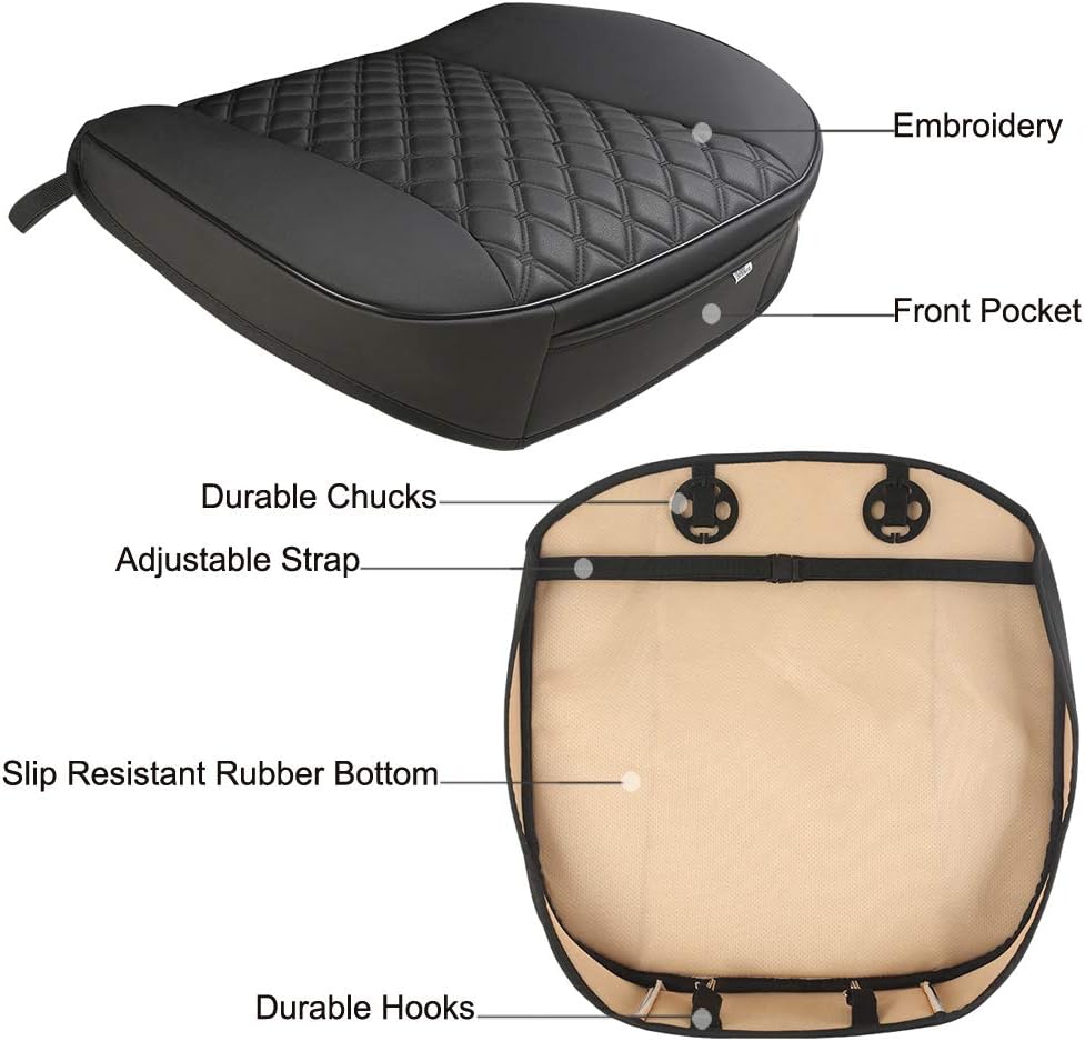 Black Panther PU Car Seat Cover, Front Seat Protector Compatible with 90% Vehicles,Embroidery,Anti-Slip &amp; Full Wrapping Bottom (W 21.26ׄ 20.87 Inch)(1Piece,Black)
