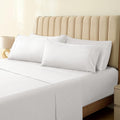 LuxClub Striped Sheets Set, 4 PC Striped Bed Sheets Set Twin Size for Boys and Girls, Deep Pockets 18" Eco Friendly Wrinkle Free Kids Fitted Sheets Machine Washable Hotel Bedding (Twin, White)