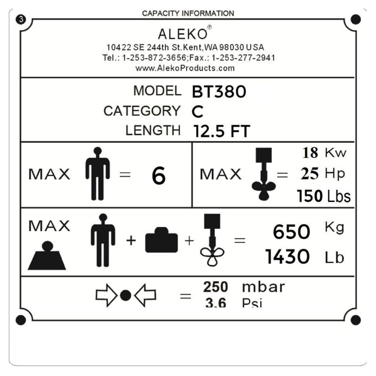 ALEKO Inflatable Boat - 12.5 Feet - Aluminum Floor - Gray