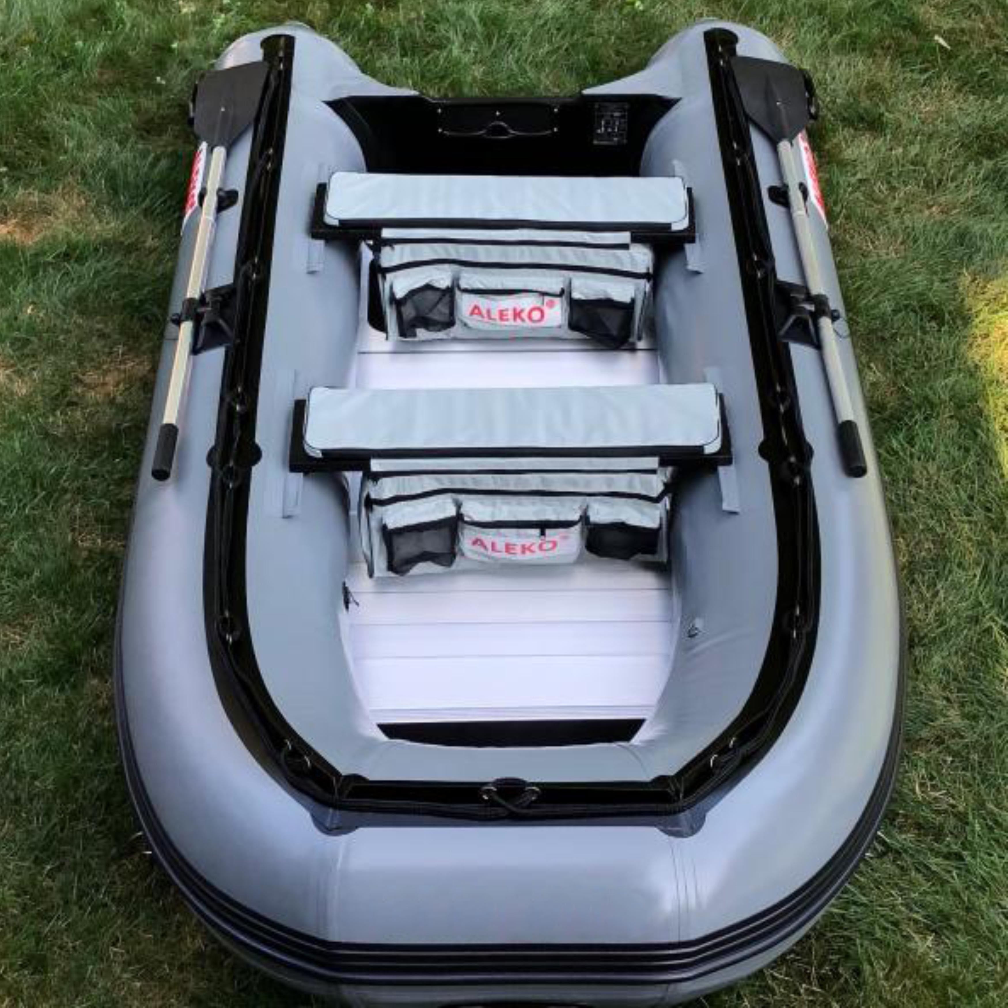 ALEKO Inflatable Boat - 12.5 Feet - Aluminum Floor - Gray