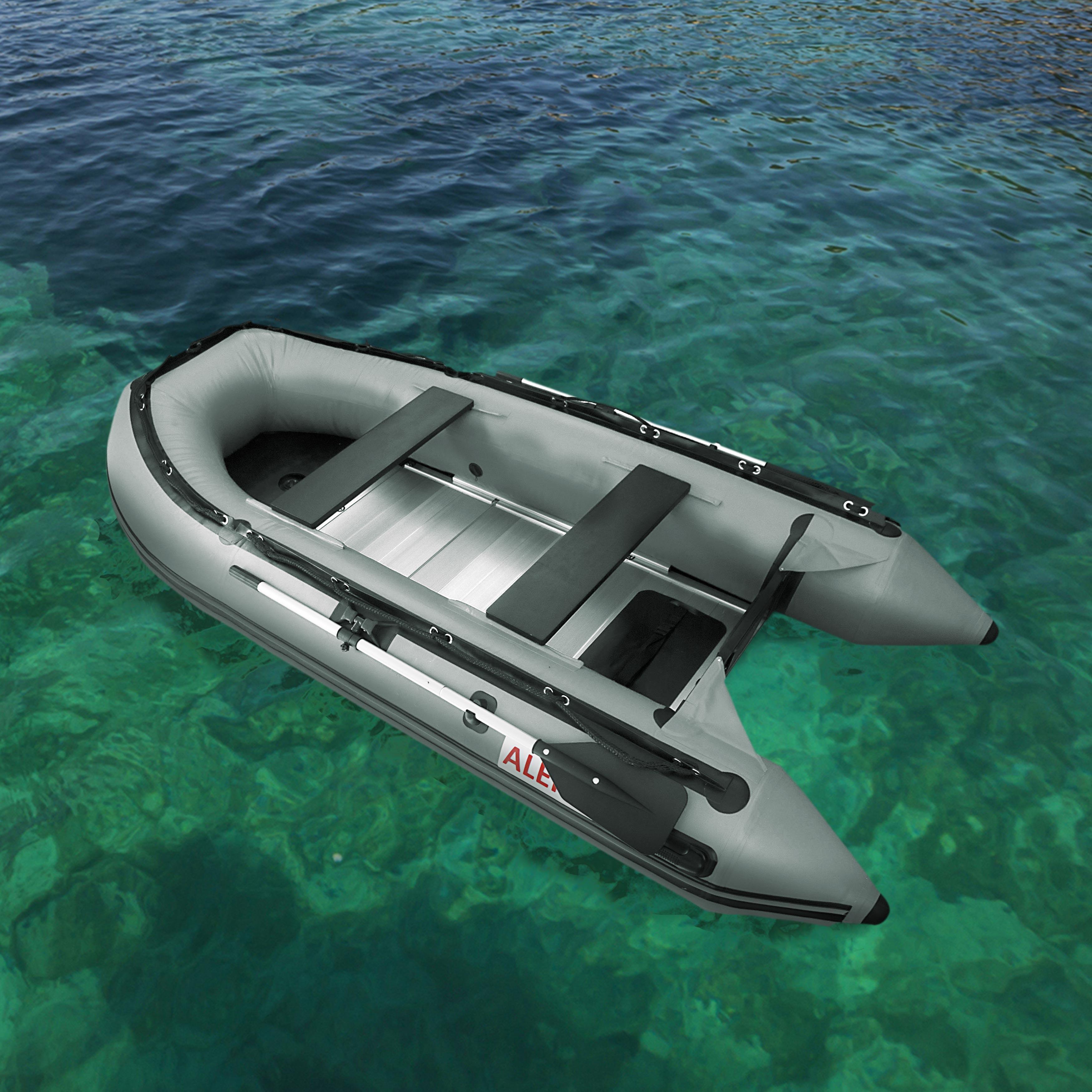 ALEKO Inflatable Boat - 12.5 Feet - Aluminum Floor - Gray