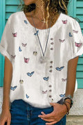 Printed Round Neck Short Sleeve Top