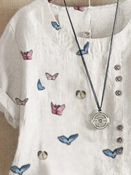 Printed Round Neck Short Sleeve Top