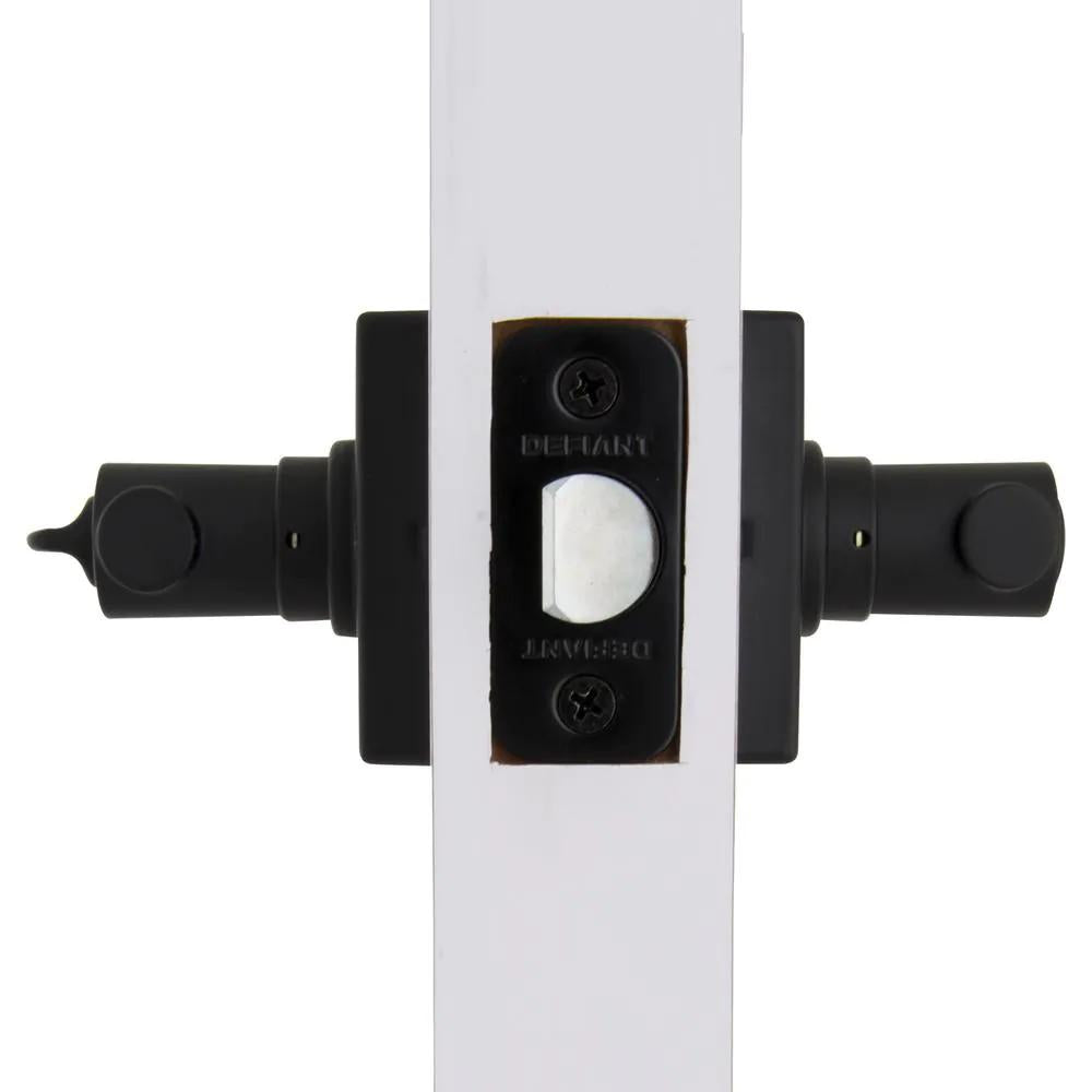Highland Matte Black Bed and Bath Door Lever with Square Rose