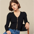 sexy long sleeve knit black cardigan
