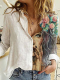 Pattern Printed A Lapel Blouse