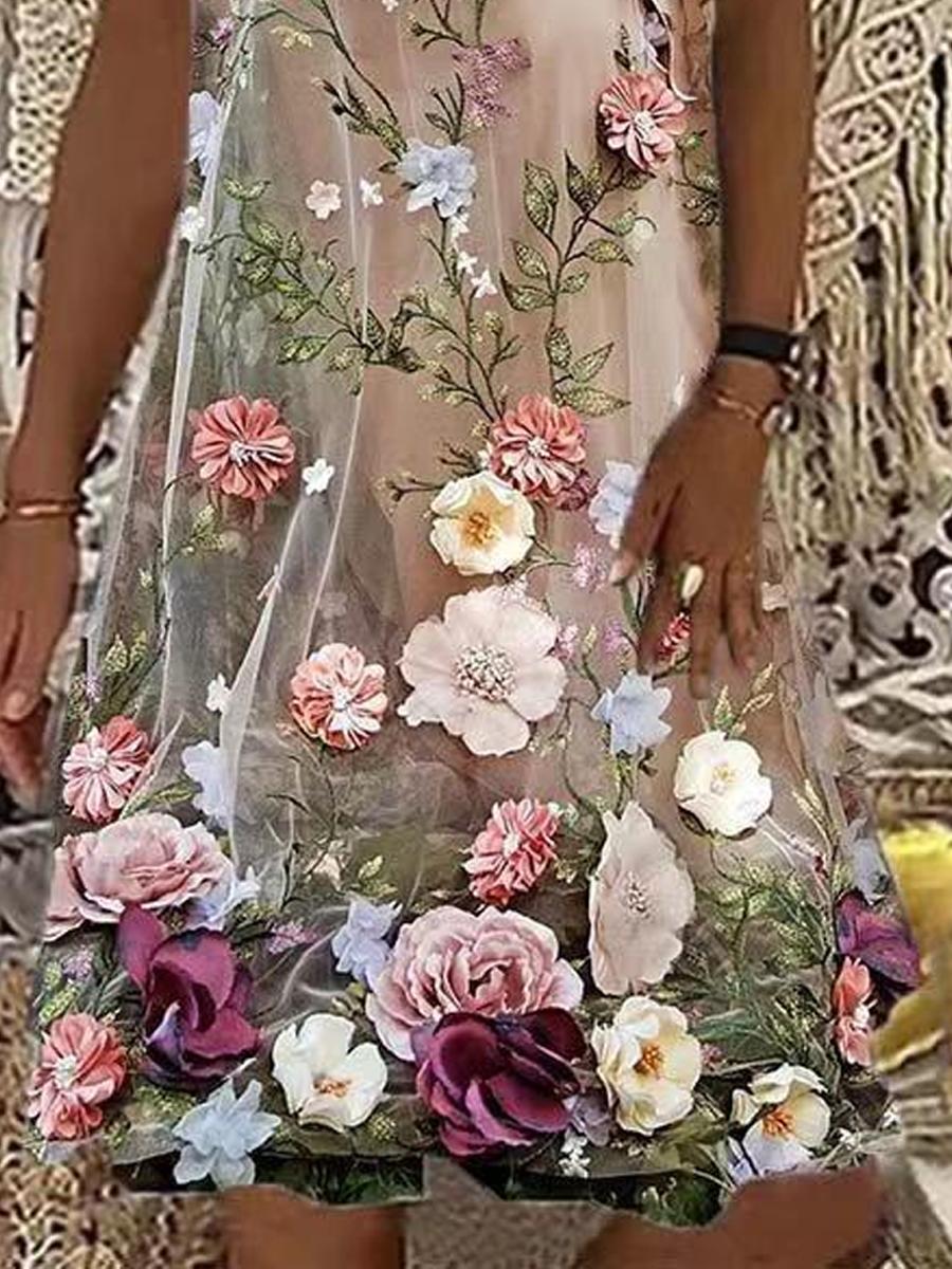 Casual Women'S Flower Sling Midi Skirt Dress