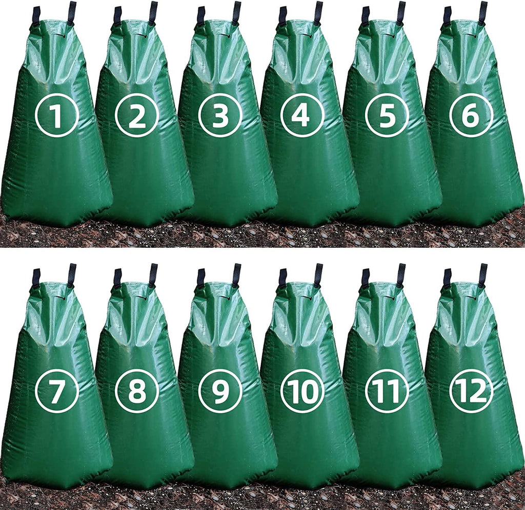 12 Pack 20 Gallon Tree Watering Bags, Reusable, Heavy Duty, Slow Release Water Bags for Trees, Premium PVC Tree Drip Irrigation Bags