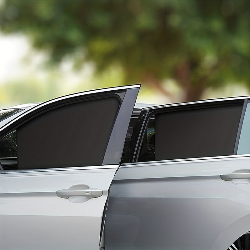 4pcs Car Magnet Side Window Sunshade Curtain Magnetic Black Shading Net Sunshade Insulation Privacy Curtain Row Car Window Sunshade Curtain Universal