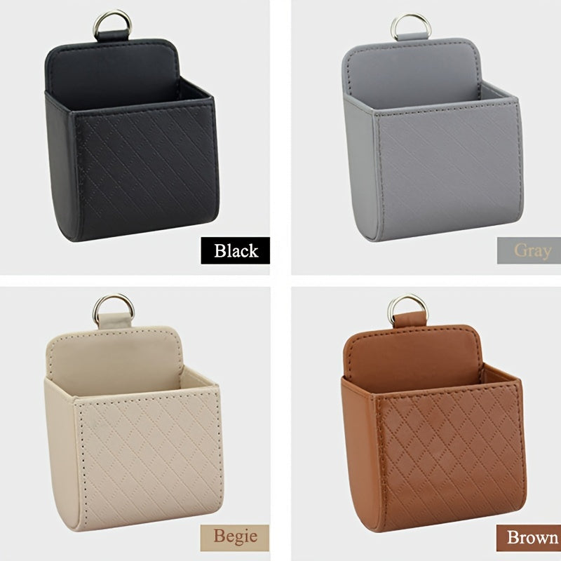 Car Air Vent Hanging StoraBox Mobile Phone Bag PU Leather Car Mobile Phone Holder Car Interior Accessories