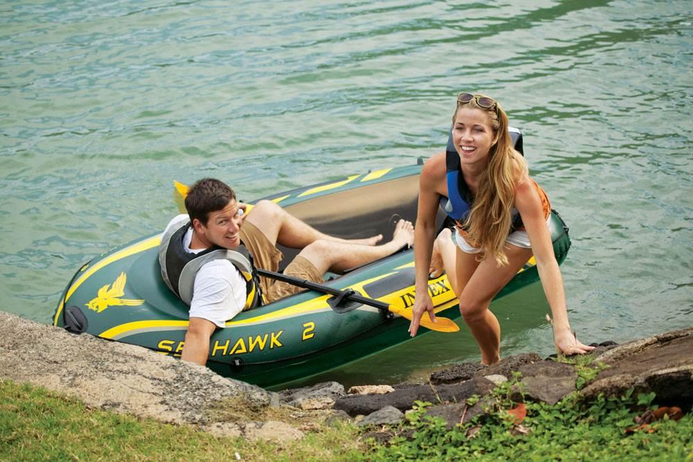 Seahawk 2 Inflatable Raft Set and 2 Transom Mount 8 Speed Trolling Motors