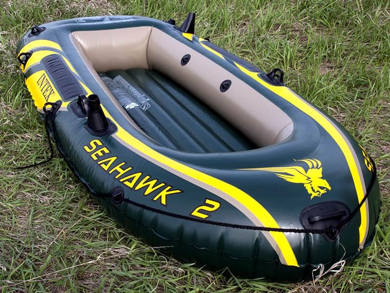 Seahawk 2 Inflatable Raft Set and 2 Transom Mount 8 Speed Trolling Motors