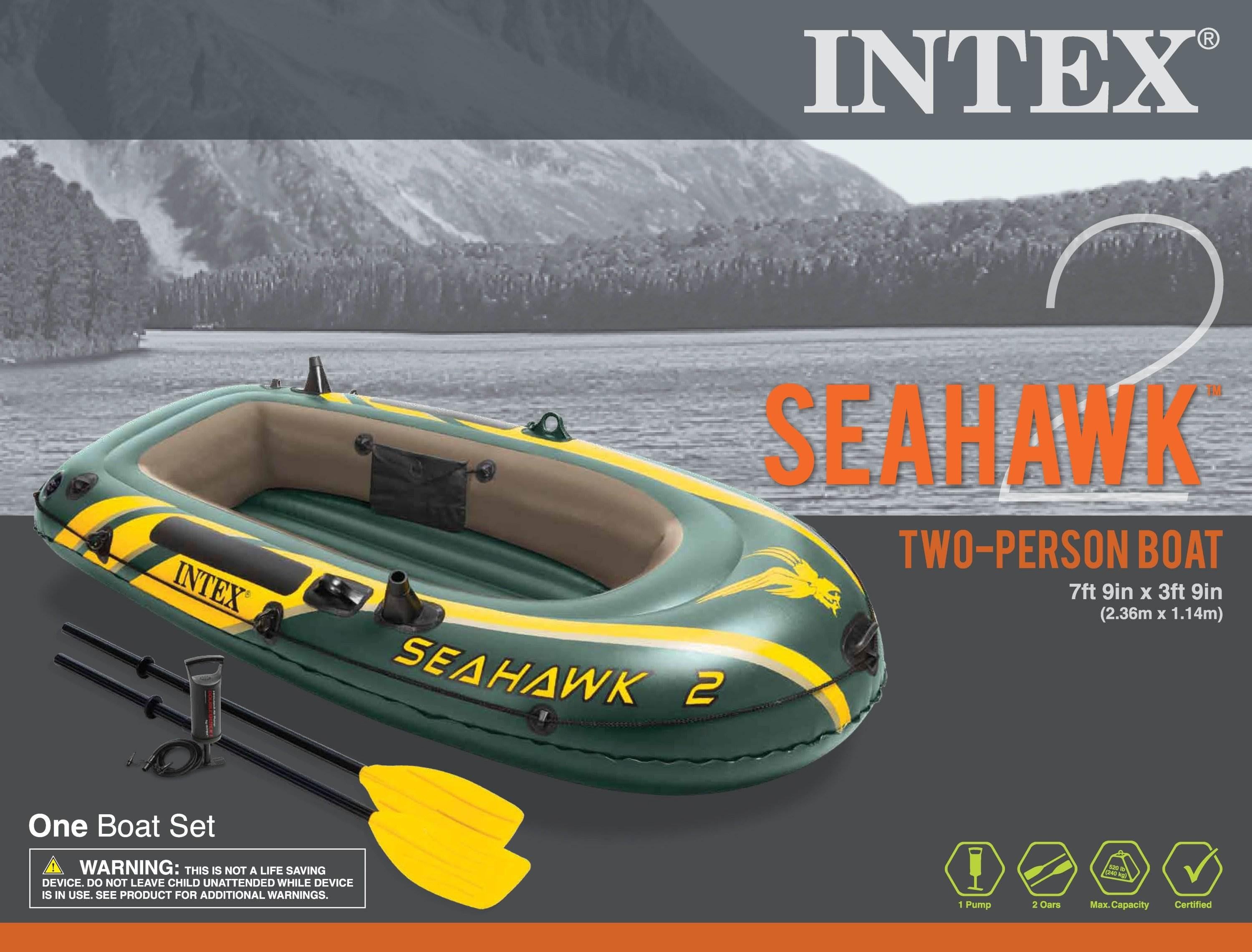 Seahawk 2 Inflatable Raft Set and 2 Transom Mount 8 Speed Trolling Motors