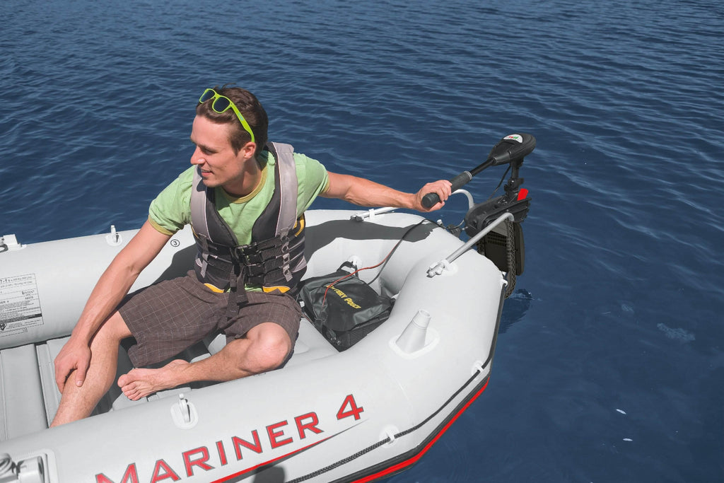 Seahawk 2 Inflatable Raft Set and 2 Transom Mount 8 Speed Trolling Motors