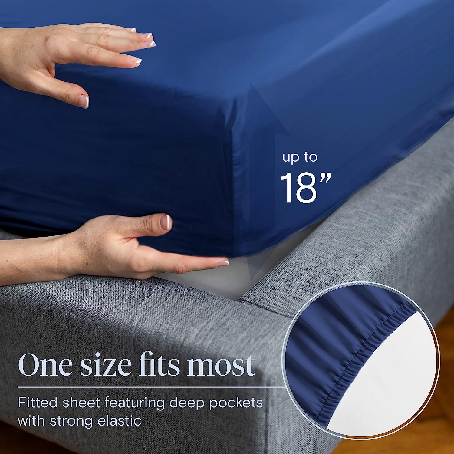 LuxClub 6 PC California King Size Sheet Set Bamboo Sheets Deep Pockets 18" Eco Friendly Wrinkle Free Cooling Sheets Machine Washable Hotel Bedding Silky Soft - Navy California King