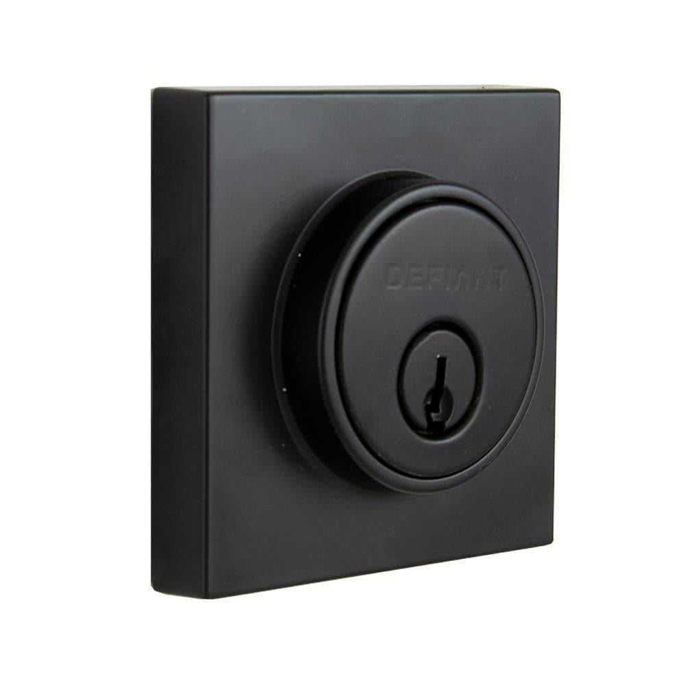 Contemporary Matte Black Square Double Cylinder Deadbolt